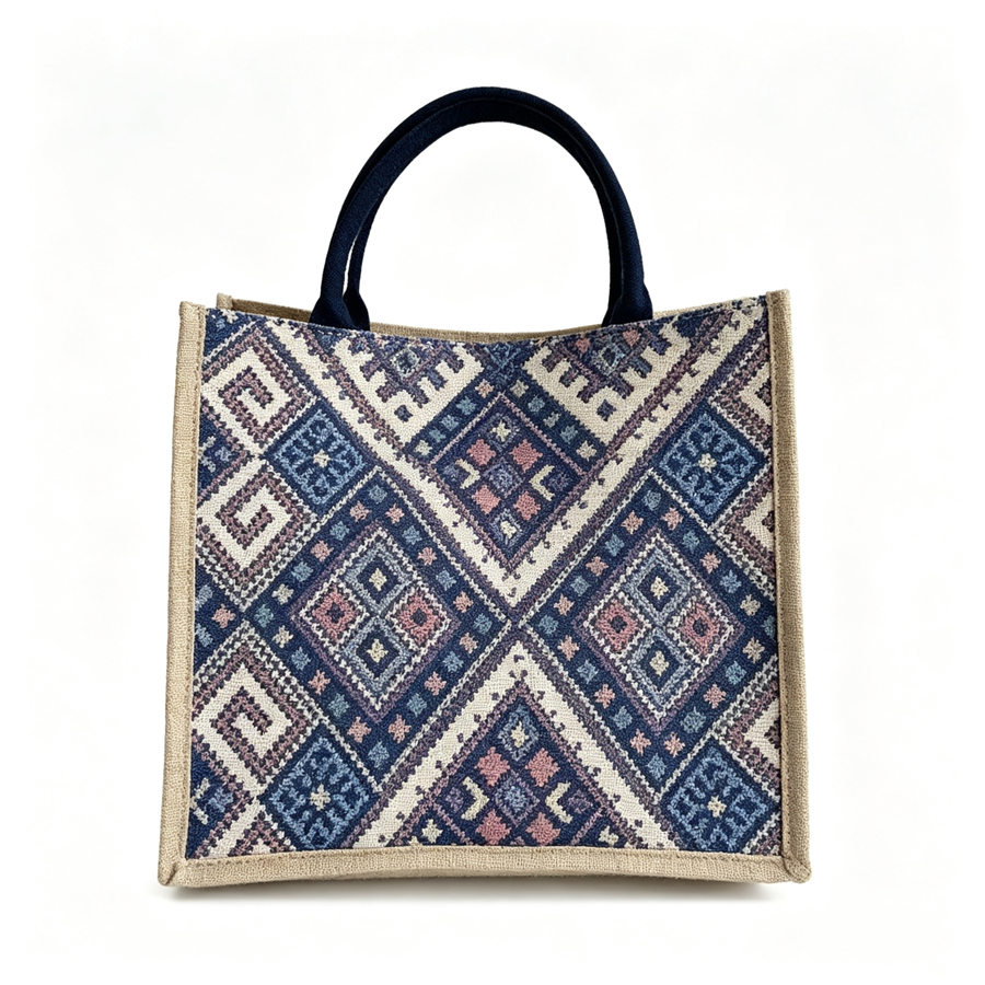 Indigo Tribal Canvas Tote Bag