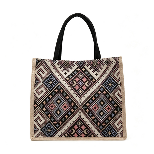 Classic Black Geometric Tote Bag