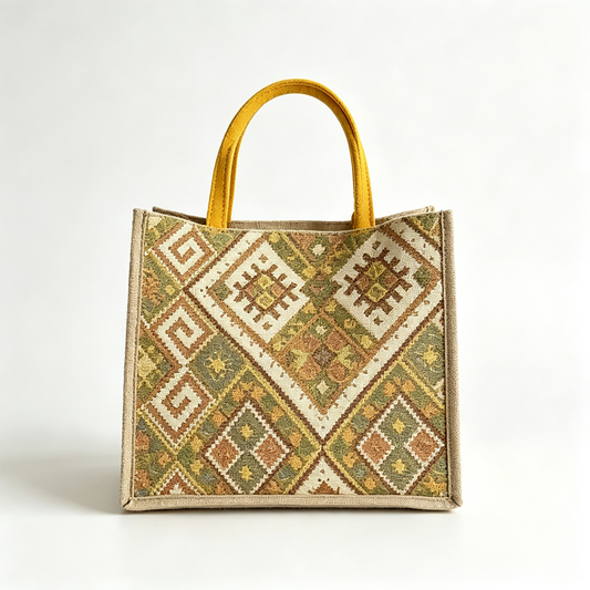 Mustard Boho Canvas Tote Bag
