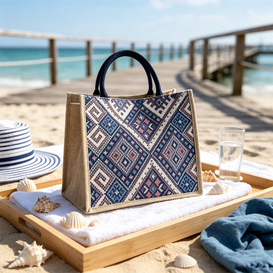 Indigo Tribal Canvas Tote Bag