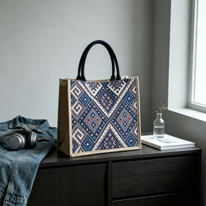 Indigo Tribal Canvas Tote Bag